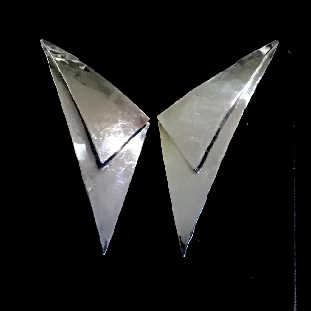 1980’s Vintage Modernist Geometric Sterling Silver Earrings